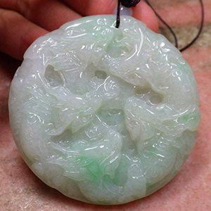 Certified Natural Myanmar Burma A Jade jadeite 9 Dragon Circle Pendant Necklace